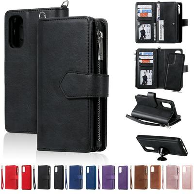 KT Multi-functional Series-4 for Samsung Galaxy S20 Case Detachable PU Leather Zipper Flip Wallet Phone Cover