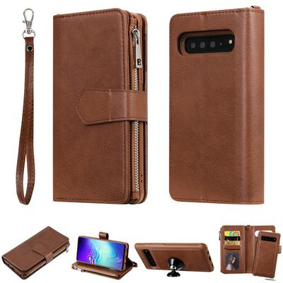 KT Multi-functional Series-4 for Samsung Galaxy S10 5G Case Detachable PU Leather Zipper Flip Wallet Phone Cover