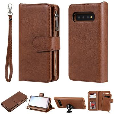 KT Multi-functional Series-4 for Samsung Galaxy S10 Case Detachable PU Leather Zipper Flip Wallet Phone Cover