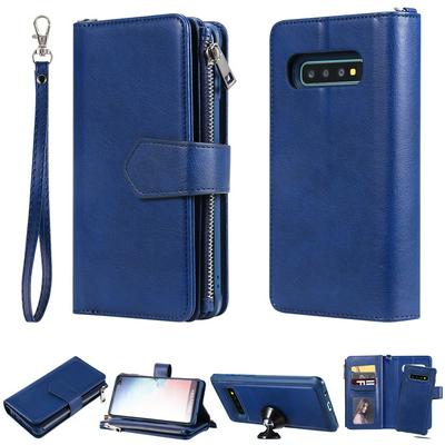 KT Multi-functional Series-4 for Samsung Galaxy S10 Plus Case Detachable PU Leather Zipper Flip Wallet Phone Cover