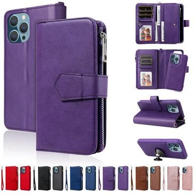 KT Multi-functional Series-4 for iPhone 14 Pro Max Case Detachable PU Leather Zipper Flip Wallet Phone Cover