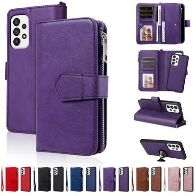 KT Multi-functional Series-4 for Samsung Galaxy A73 5G Case Detachable PU Leather Zipper Flip Wallet Phone Cover