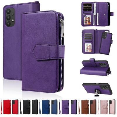 KT Multi-functional Series-4 for Samsung Galaxy A32 5G Case Detachable PU Leather Zipper Flip Wallet Phone Cover