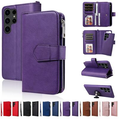 KT Multi-functional Series-4 for Samsung Galaxy S23 Ultra Case Detachable PU Leather Zipper Flip Wallet Phone Cover