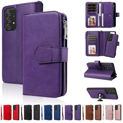 KT Multi-functional Series-4 for Samsung Galaxy A52 5G Case Detachable PU Leather Zipper Flip Wallet Phone Cover