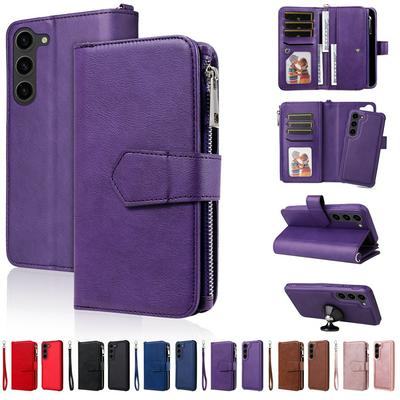 KT Multi-functional Series-4 for Samsung Galaxy S23 Case Detachable PU Leather Zipper Flip Wallet Phone Cover