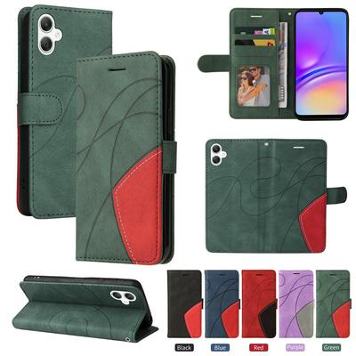 For Samsung Galaxy A06 Double-color Stitching Scratch Resistant Wallet Leather Case 