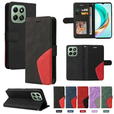 For Honor X6B Double-color Stitching Scratch Resistant Wallet Leather Case 