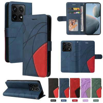 For Xiaomi 14T Double-color Stitching Scratch Resistant Wallet Leather Case 