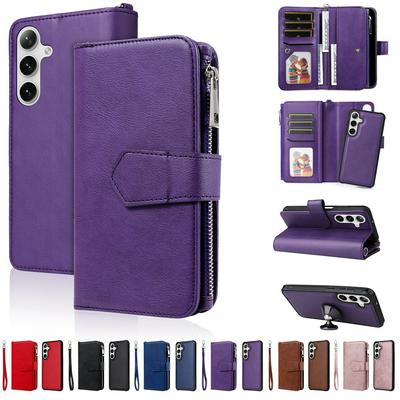 KT Multi-functional Series-4 for Samsung Galaxy S24 Case Detachable PU Leather Zipper Flip Wallet Phone Cover