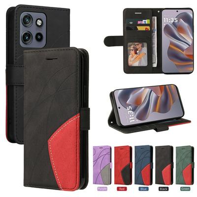 For Motorola Moto Edge 50 Neo Double-color Stitching Scratch Resistant Wallet Leather Case 