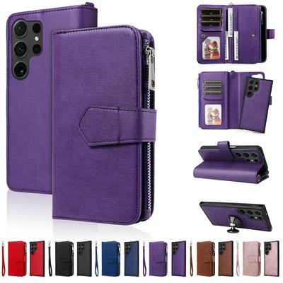 KT Multi-functional Series-4 for Samsung Galaxy S24 Ultra Case Detachable PU Leather Zipper Flip Wallet Phone Cover