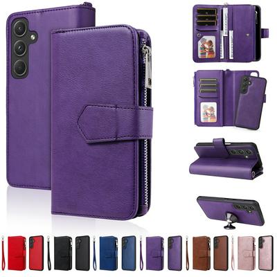 KT Multi-functional Series-4 for Samsung Galaxy A55 Case Detachable PU Leather Zipper Flip Wallet Phone Cover