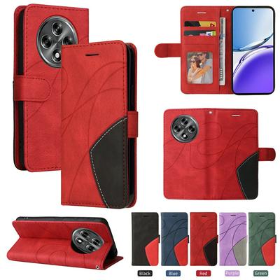 For Oppo A3 5G Double-color Stitching Scratch Resistant Wallet Leather Case 