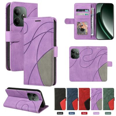 For Oppo Realme GT 6 Double-color Stitching Scratch Resistant Wallet Leather Case 