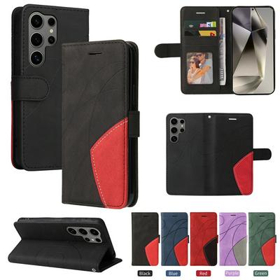For Samsung Galaxy S25 Ultra Double-color Stitching Scratch Resistant Wallet Leather Case 