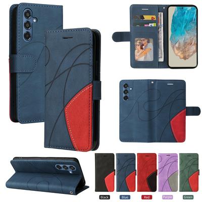 For Samsung Galaxy M35 Double-color Stitching Scratch Resistant Wallet Leather Case 