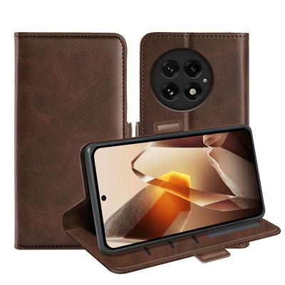 For Oneplus 13 Double Buckle Wallet Style Folio Flip Leather Case with Stand and Card Slots Function