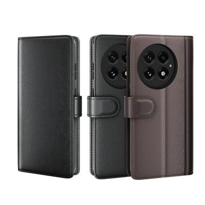 for Oneplus 13 Side Flip Wallet Style Genuine Leather + Soft TPU Card Slots with Stand and Magnetic Buckle Case 