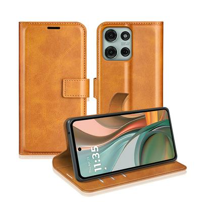 For Motorola Moto G75 5G Square Buckle Folio Flip Leather Case with Stand and Card Slots Function