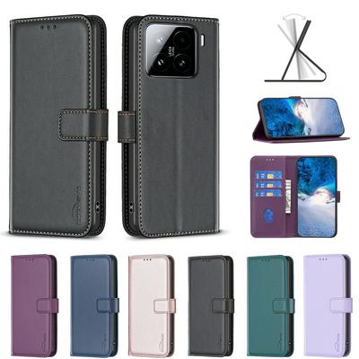 BINFEN COLOR BF17 For Xiaomi 15 PU Leather Wallet Case Magnetic Folio Flip Stand Phone Cover