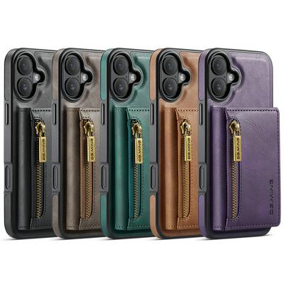 DG.MING M5 Series For iPhone 16 Plus Case Detachable Magnetic Leather Phone Protector with Card Slots