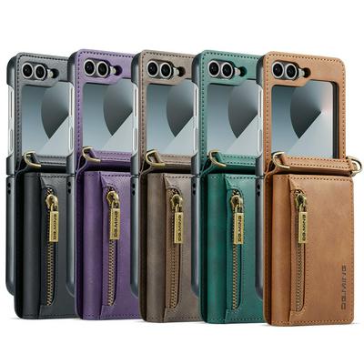 DG.MING M5 Series For Samsung Galaxy Z Flip 6 Case Detachable Magnetic Leather Phone Protector with Card Slots
