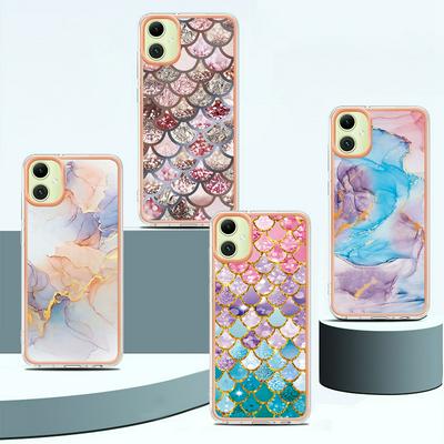 For Samsung Galaxy A06 IMD Anti-dirt Anti-scratch Soft TPU Case Electroplating Edge IMD Marble Floral Pattern Cover