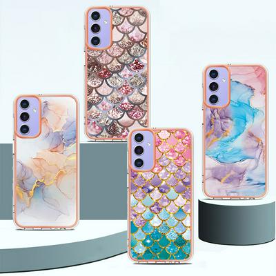 For Samsung Galaxy A16 IMD Anti-dirt Anti-scratch Soft TPU Case Electroplating Edge IMD Marble Floral Pattern Cover
