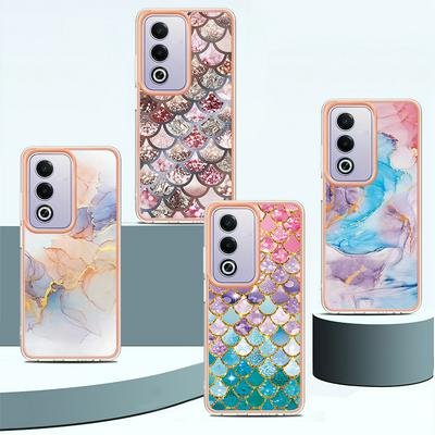 For Oppo A80 5G/A3 Pro IMD Anti-dirt Anti-scratch Soft TPU Case Electroplating Edge IMD Marble Floral Pattern Cover