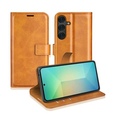 For Samsung Galaxy S25 Square Buckle Folio Flip Leather Case with Stand and Card Slots Function