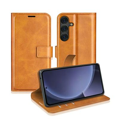 For Samsung Galaxy S25 Plus Square Buckle Folio Flip Leather Case with Stand and Card Slots Function