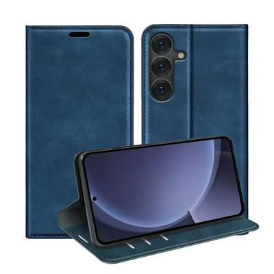 For Samsung Galaxy S25 Plus Skin Feel Magnetic Attraction Flip Leather Wallet Case with Card Slot and Stand