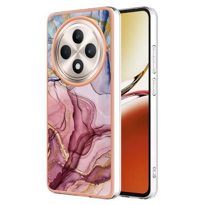 For Oppo Reno 12F IMD Marble Pattern Electroplated Phone Case IMD 2.0mm TPU Skin Anti-Scratch Cover