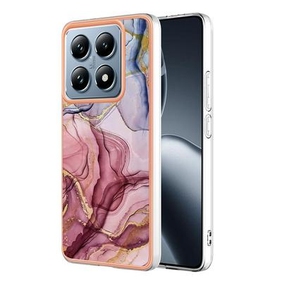 For Xiaomi 14T Pro IMD Marble Pattern Electroplated Phone Case IMD 2.0mm TPU Skin Anti-Scratch Cover