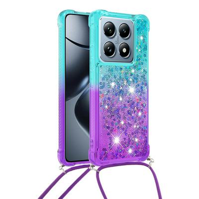 For Xiaomi 14T Lanyard Anti-fall Gradient Quicksand Soft TPU Back Cover Phone Case