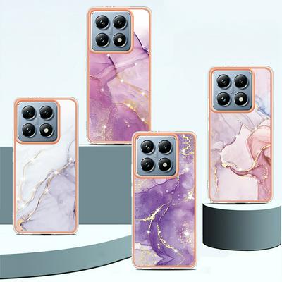 For Xiaomi 14T IMD Marble Pattern Electroplated Phone Case IMD 2.0mm TPU Skin Anti-Scratch Cover