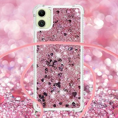 For Samsung Galaxy A06 Solid Color Anti-fall Quicksand Soft TPU Back Phone Cover with Lanyard