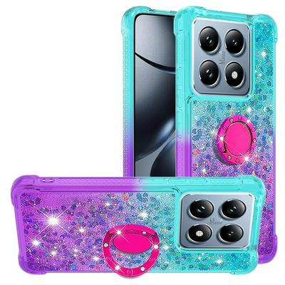 For Xiaomi 14T Ring Buckle Anti-fall Scratch Resistant Gradient Quicksand Soft TPU Back Cover Phone Case