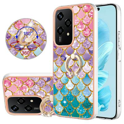 For Honor 200 Lite IMD Series-6 Ring Kickstand Feature Anti-wear Electroplated Frame TPU Case IMD Protective Back Cover