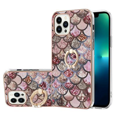 For iPhone 16 Pro IMD Series-6 Ring Kickstand Feature Anti-wear Electroplated Frame TPU Case IMD Protective Back Cover