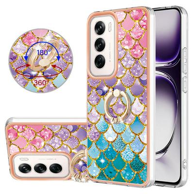 For Oppo Reno 12 IMD Series-6 Ring Kickstand Feature Anti-wear Electroplated Frame TPU Case IMD Protective Back Cover