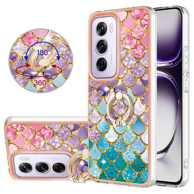 For Oppo Reno 12 Pro IMD Series-6 Ring Kickstand Feature Anti-wear Electroplated Frame TPU Case IMD Protective Back Cover
