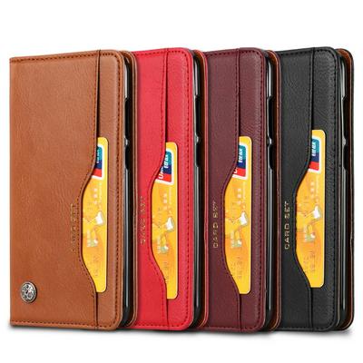 Knead Skin Pattern with Wallet External Card Slots Picture Photo Frame Stand Magnetic Closed PU Leather + TPU Protector Cover Case for Huawei Y6 2018