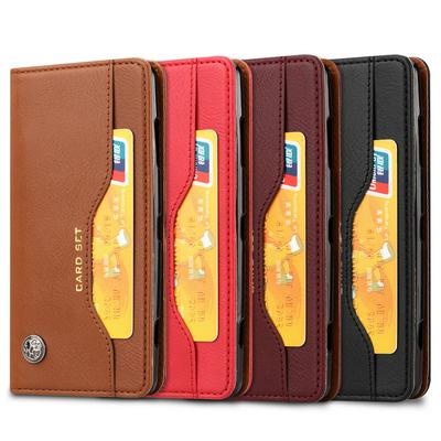 Knead Skin Pattern with Wallet External Card Slots Picture Photo Frame Stand Magnetic Closed PU Leather + TPU Protector Cover Case for Sony Xperia XZ2 Compact