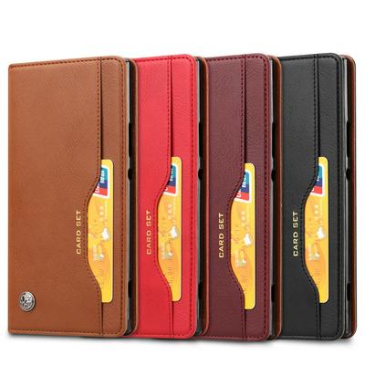 Knead Skin Pattern with Wallet External Card Slots Picture Photo Frame Stand Magnetic Closed PU Leather + TPU Protector Cover Case for Sony Xperia XA2