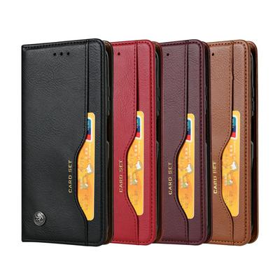 Knead Skin Pattern with Wallet External Card Slots Picture Photo Frame Stand Magnetic Closed PU Leather + TPU Protector Cover Case for Huawei P Smart 2021