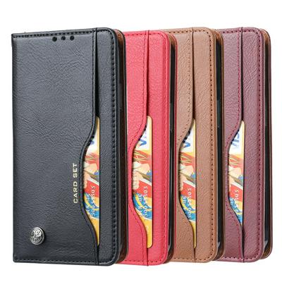 Knead Skin Pattern with Wallet External Card Slots Picture Photo Frame Stand Magnetic Closed PU Leather + TPU Protector Cover Case for iPhone 15 Plus