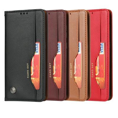 Knead Skin Pattern with Wallet External Card Slots Picture Photo Frame Stand Magnetic Closed PU Leather + TPU Protector Cover Case for Samsung Galaxy A21S