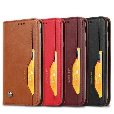 Knead Skin Pattern with Wallet External Card Slots Picture Photo Frame Stand Magnetic Closed PU Leather + TPU Protector Cover Case for Samsung Galaxy J4 Plus